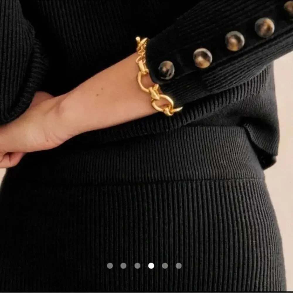 SEZANE Naella Wool Blend Skirt Black Size Medium - Picture 4 of 8